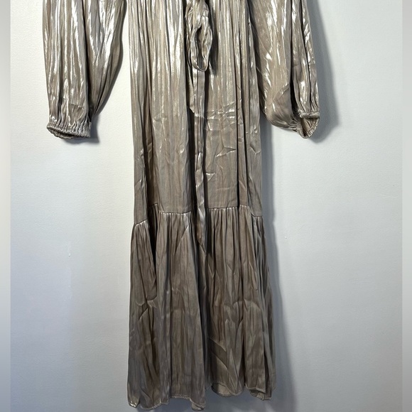 Aligne Anthropologie Champagne shiny Foil Gavid Dress gown UK10 /US 6 - Picture 8 of 10